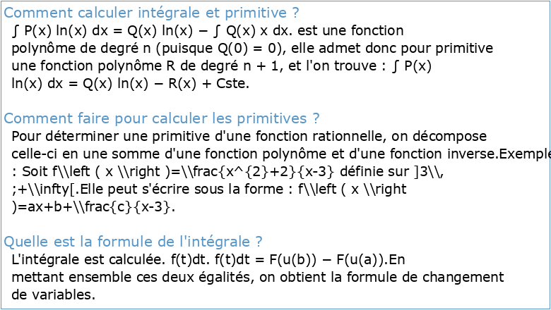 Calculs de primitives et d’intégrales