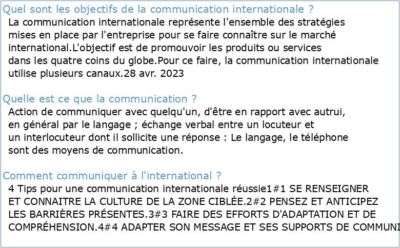 Communication internationale et communication