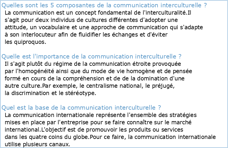 Communication internationale et interculturelle