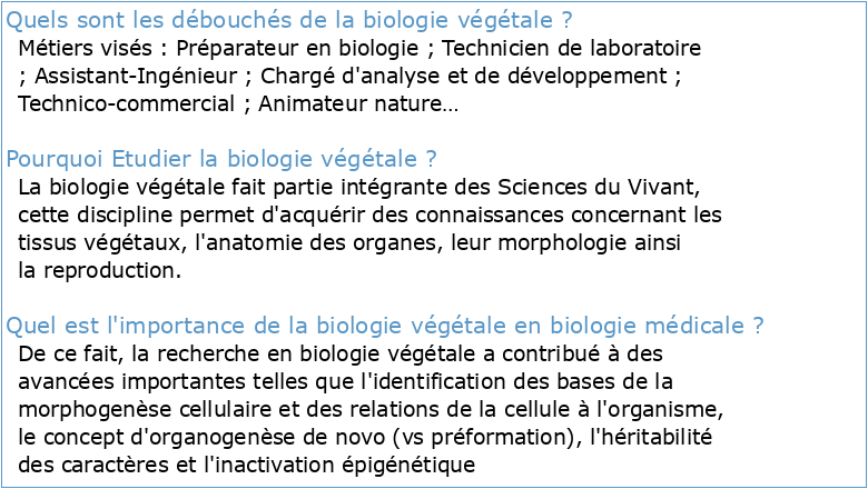 Licence Biologie et Physiologie Végétale Année Universitaire 2017