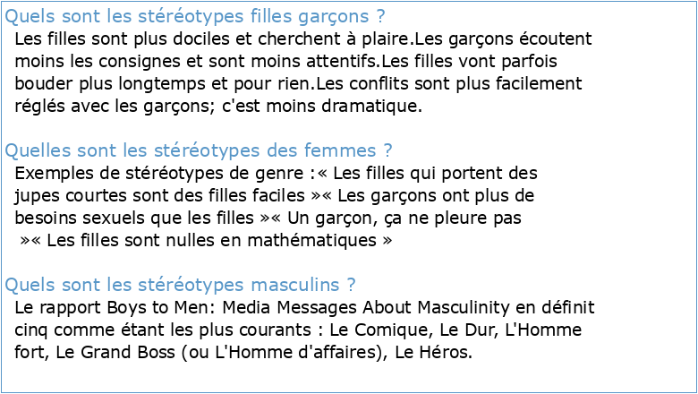 STEREOTYPES HOMMES / FEMMES LE QUIZ