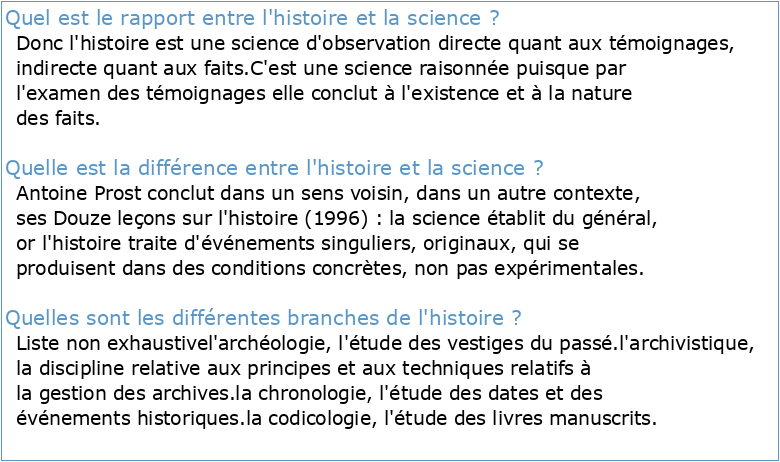 DESCRIPTION Introduction à l'histoire Sociétés Sciences et