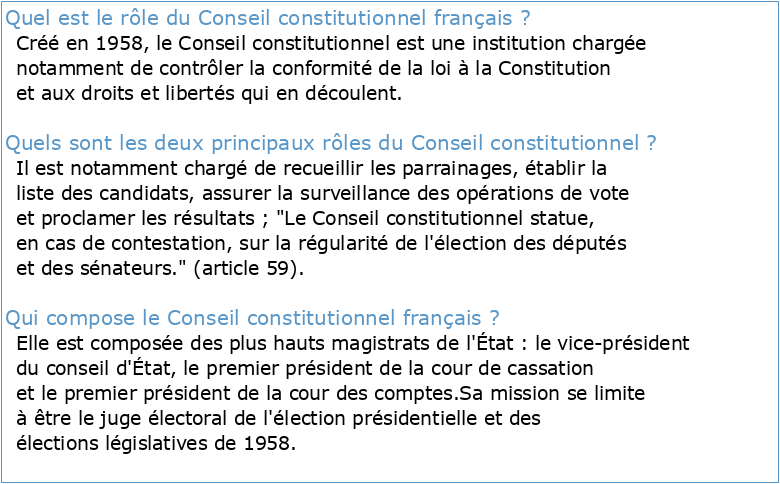 les relations entre le conseil constitutionnel français