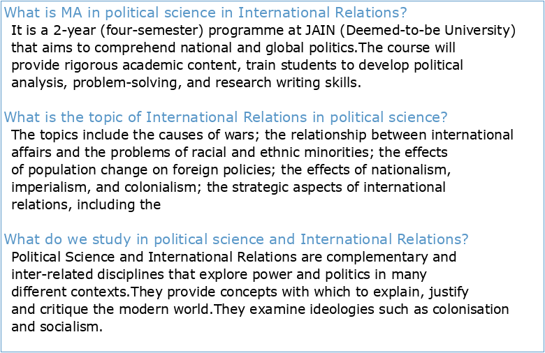 Handbook of Master of Political Science in International Relations