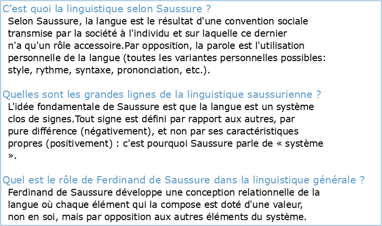 Cours de linguistique générale de Saussure