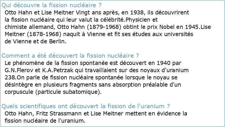 Qui a découvert la fission nucléaire ?
