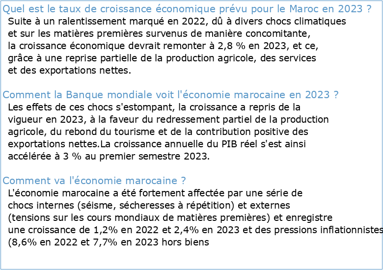 Synthèse du Rapport Economique et Financier 2012