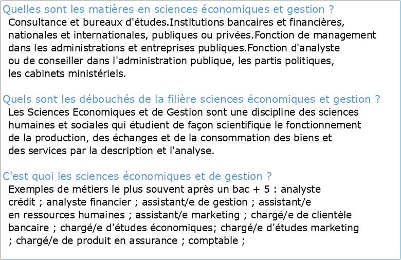 Sciences Economiques et Gestion Semestre : 4
