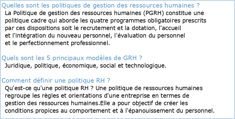 Politique institutionnelle de gestion des ressources humaines (PIGRH)