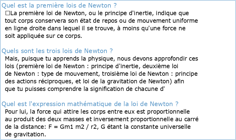 1ère loi de Newton formule