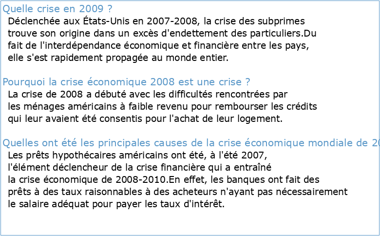 2009 crise économique