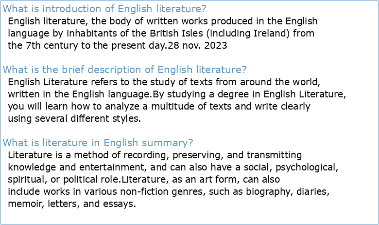 A Brief Introduction To English Literature