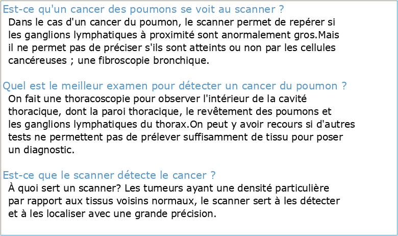 Le dépistage du cancer du poumon par scanner thoracique faible