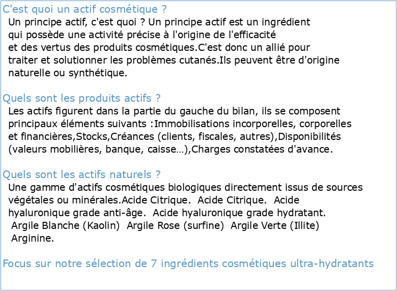Actifs et additifs en cosmétologie PDF