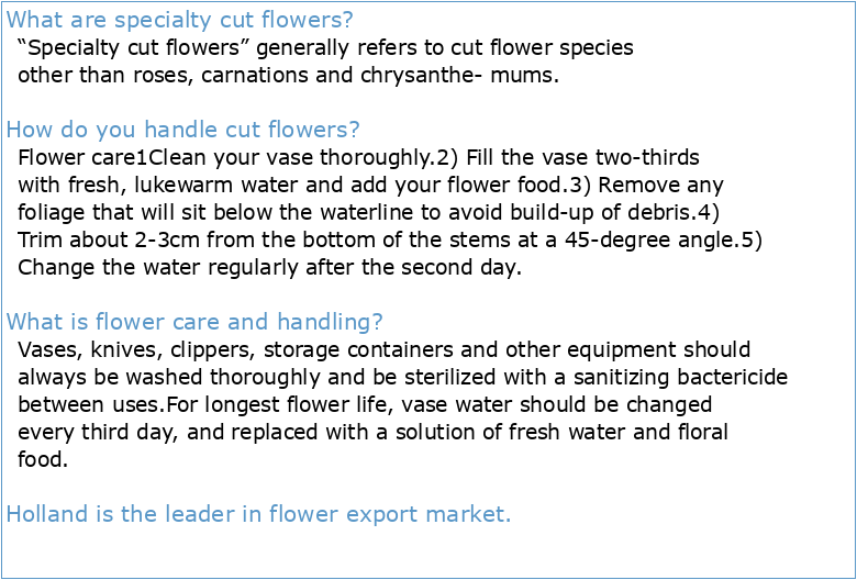 Specialty Cut Flower Production and Handling