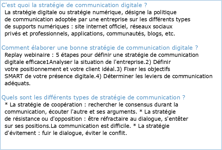 Cours « Stratégies de communication numérique »