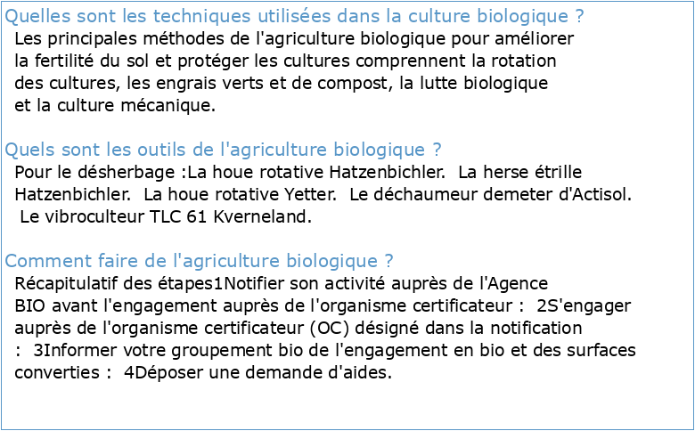 Guide technique réalisé par le réseau agriculture biologique