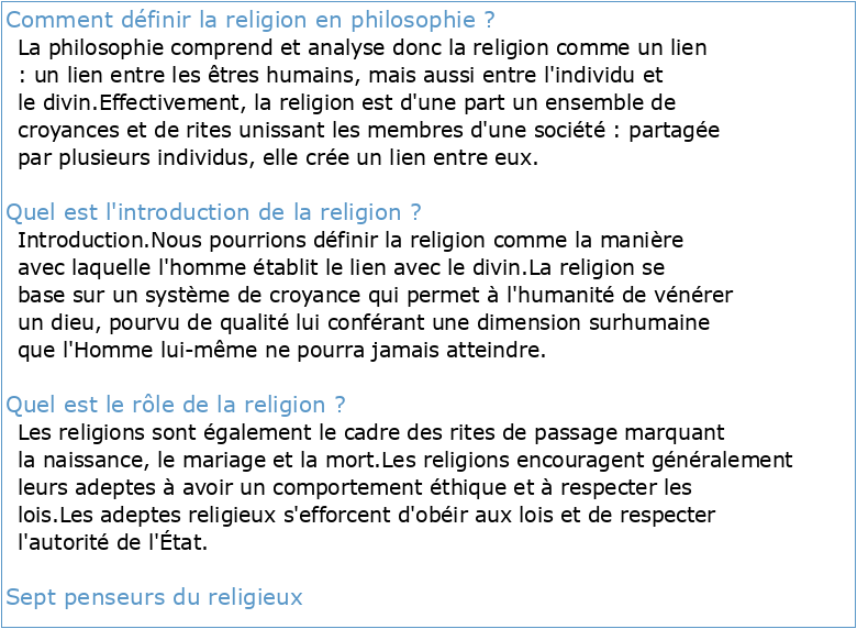 La Philosophie De La Religion A Que Sais Je A Na Copy