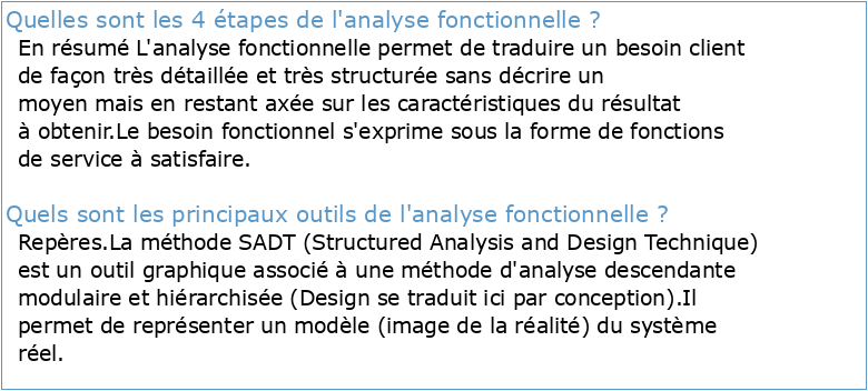 Analyse fonctionnelle maintenance
