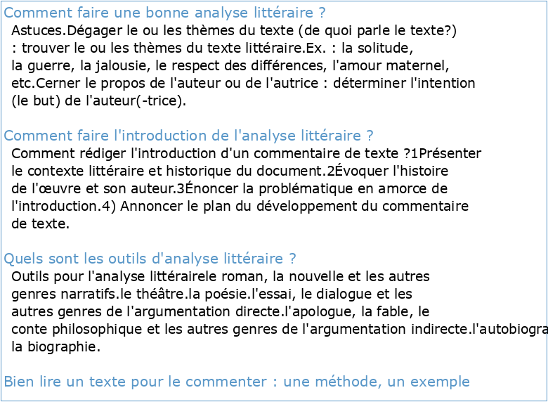 Analyse littéraire exemple PDF