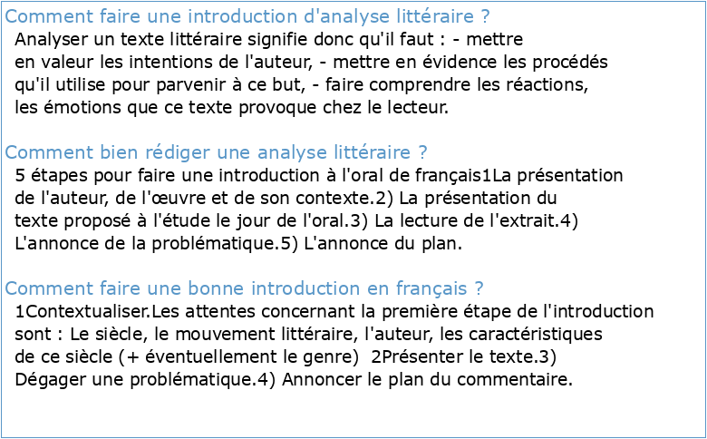 Analyse littéraire introduction exemple
