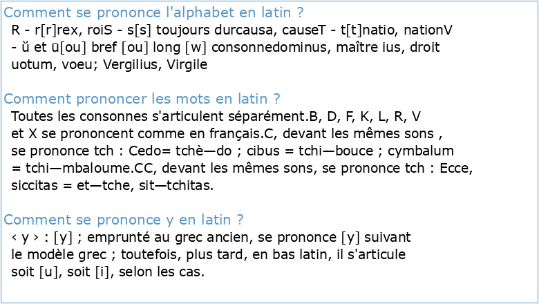 Leçon : Alphabet et prononciation du latin