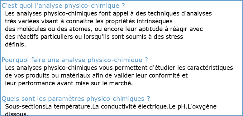 Analyse physico-chimique définition