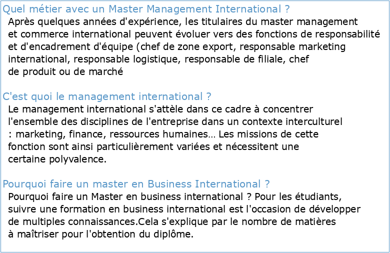 Master Management international