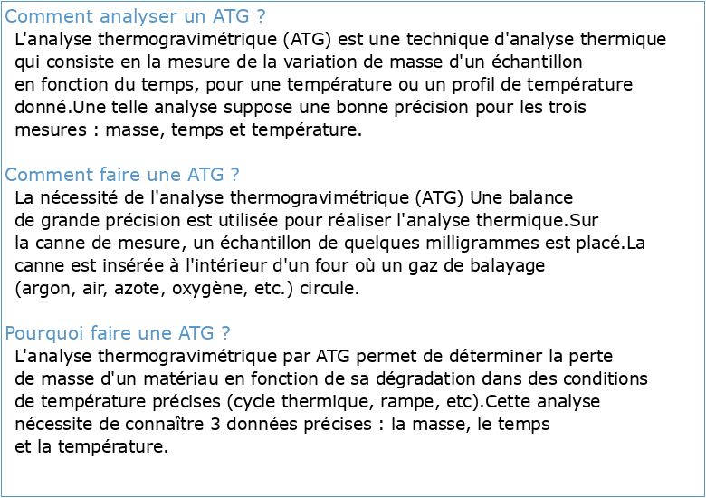 Analyse thermique ATG