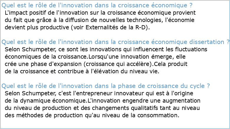 quel rôle jouent les innovations dans la croissance économique ? IN