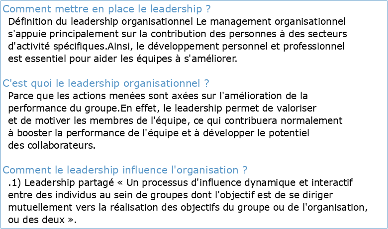 mettre en place un leadership partage a l'echelle organisationnelle