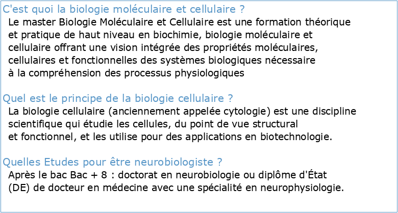 Neurobiologie cellulaire et moléculaire