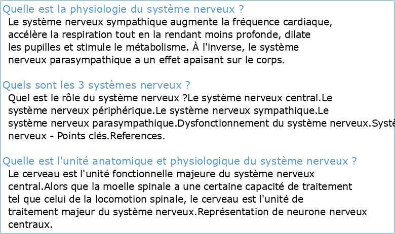 Anatomie et physiologie du système nerveux ppt