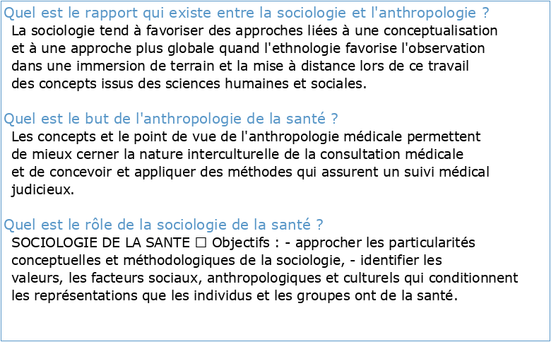 Anthropologie et sociologie de la santé PDF