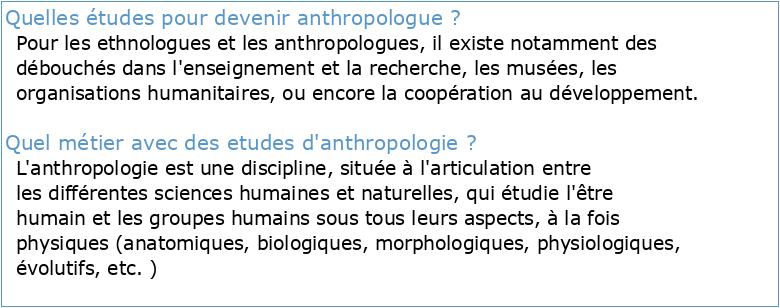 Anthropologie études