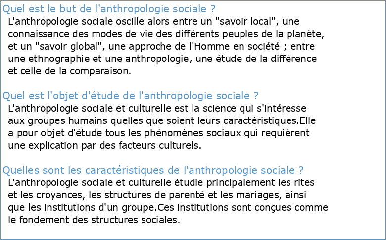Anthropologie sociale définition