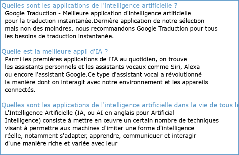 Application de lintelligence artificielle PDF