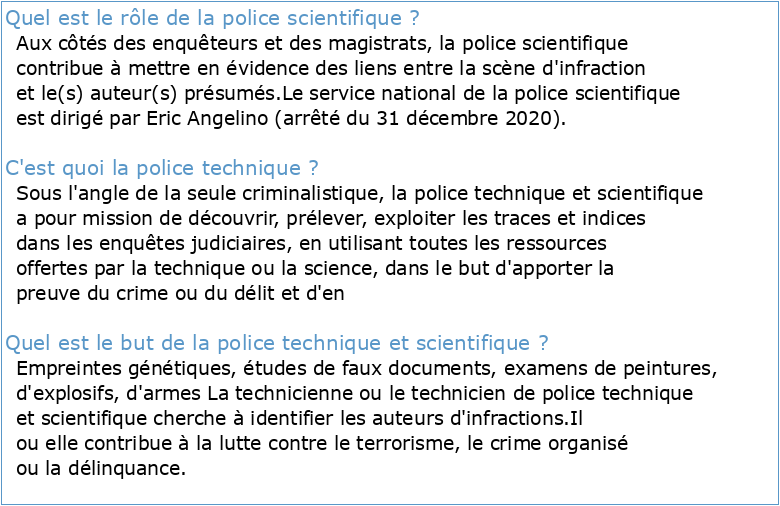 La Police technique et scientifique