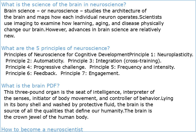 Neuroscience: the Science of the Brain PDF