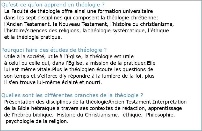 Faculté de Théologie Theologische Fakultät Programme commenté