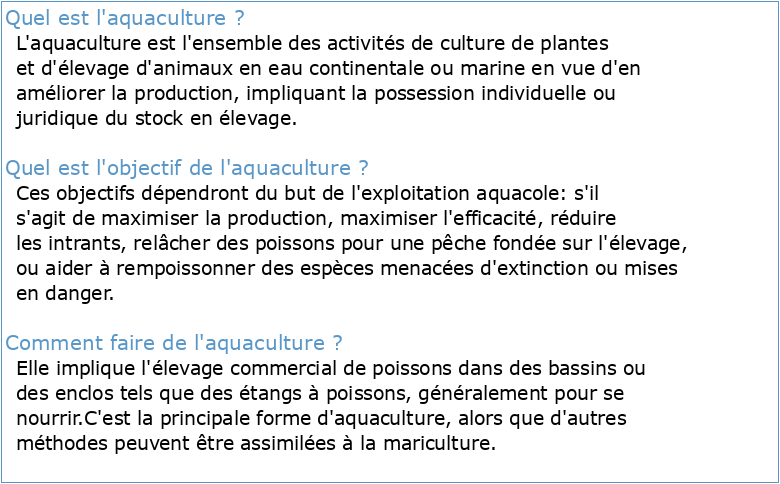 Aquaculture exemple
