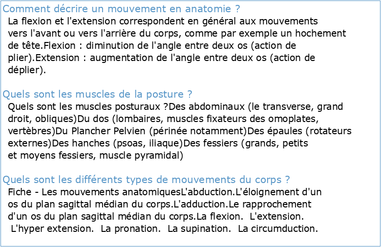 Anatomie de la posture et du mouvement