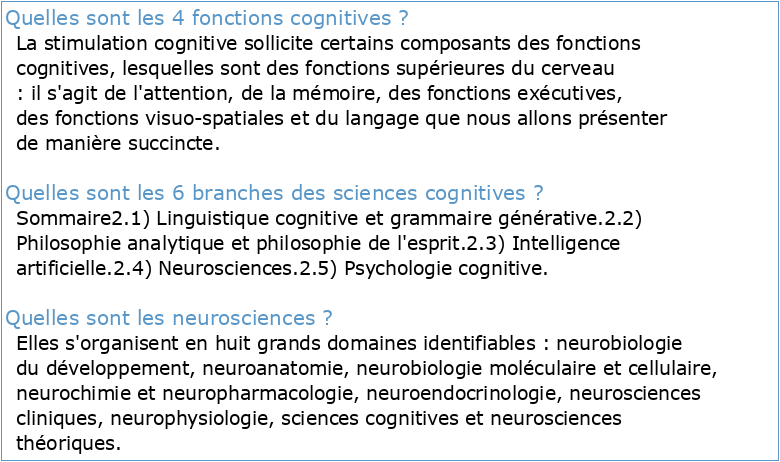 Neurosciences cognitives