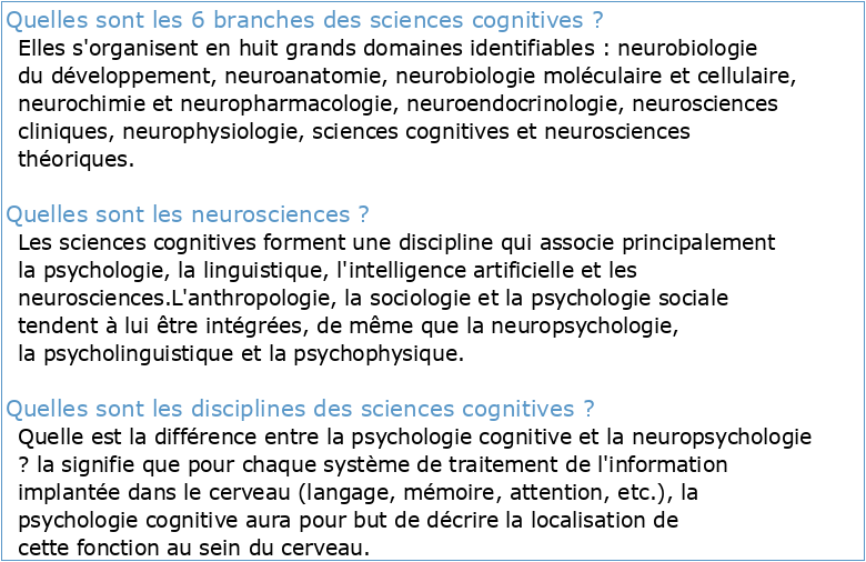 Des Neurosciences aux Cognisciences