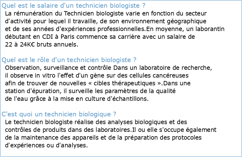 BAP A : Sciences du vivant TFR Technicien biologiste