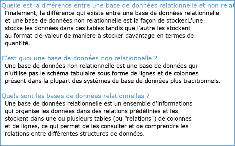Bases de données relationnelles et non relationnelles