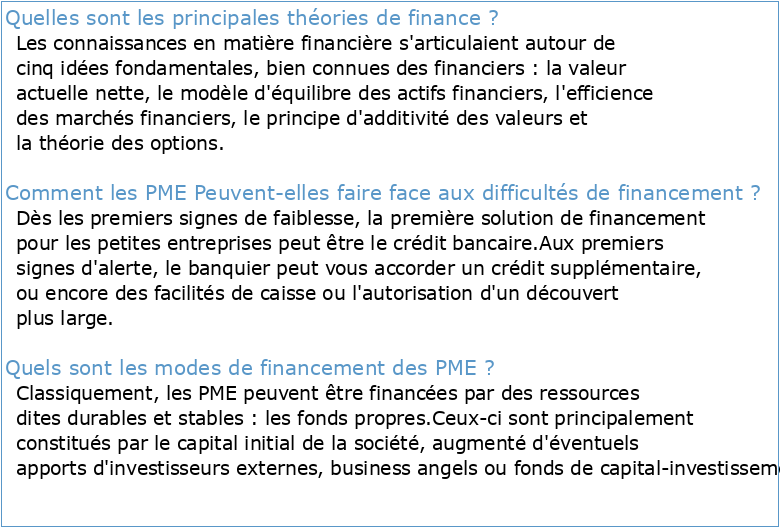 Théories financières et endettement des PME en France