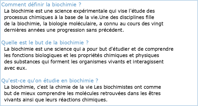 Biochimie Définition