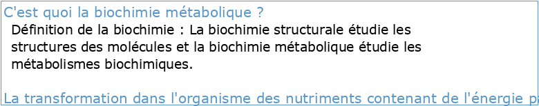 Biochimie métabolique QCM