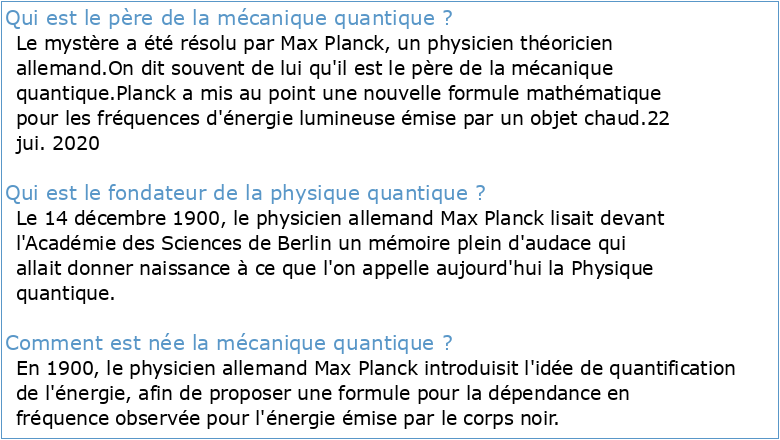 Max Planck père de la mécanique quantique ?